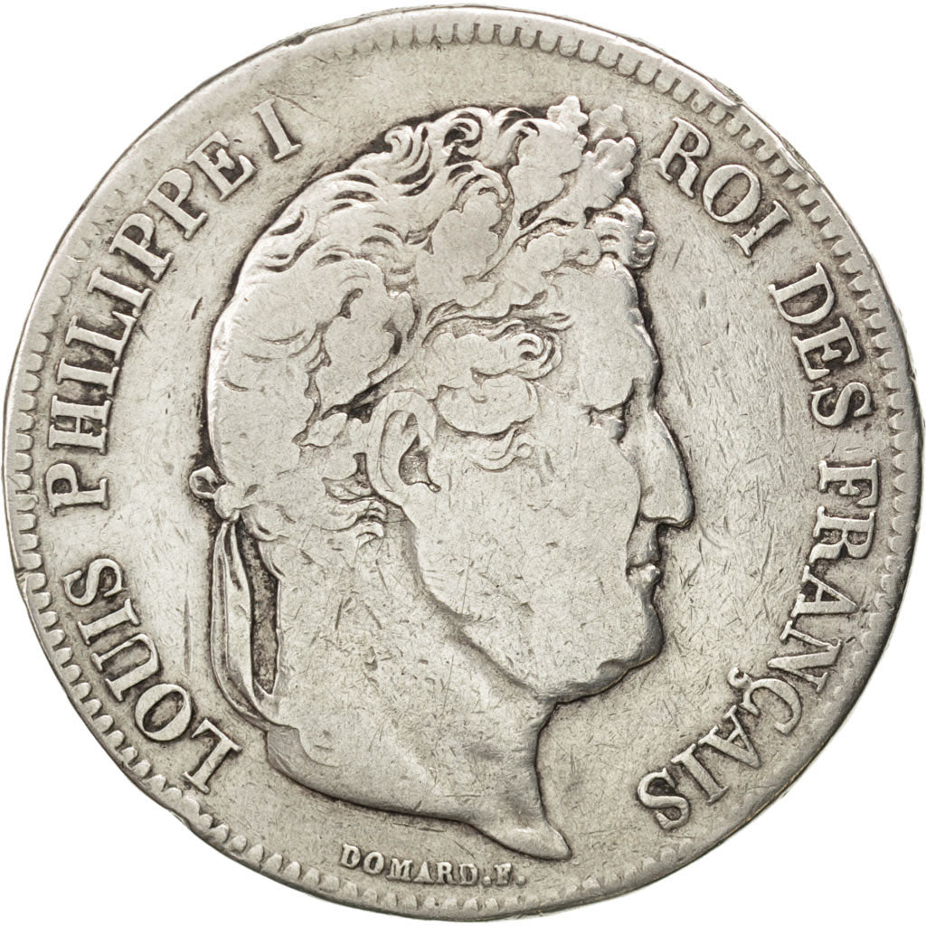 Moneda, Francia, Louis-Philippe, 5 Francs, 1833, Lille, BC+, Plata, KM:749.13