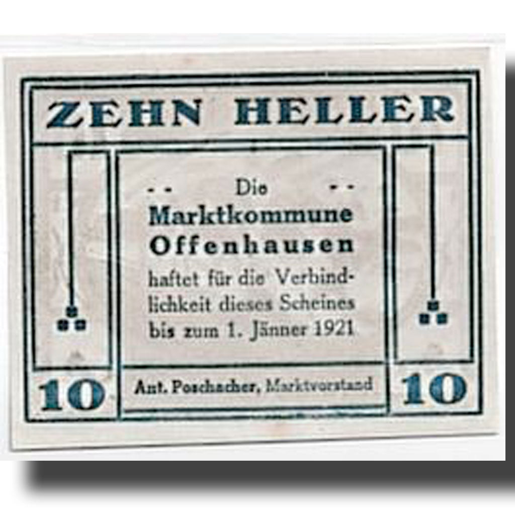 Banknote, Austria, Offenhausen, 10 Heller, Agriculture et Industrie, 1921