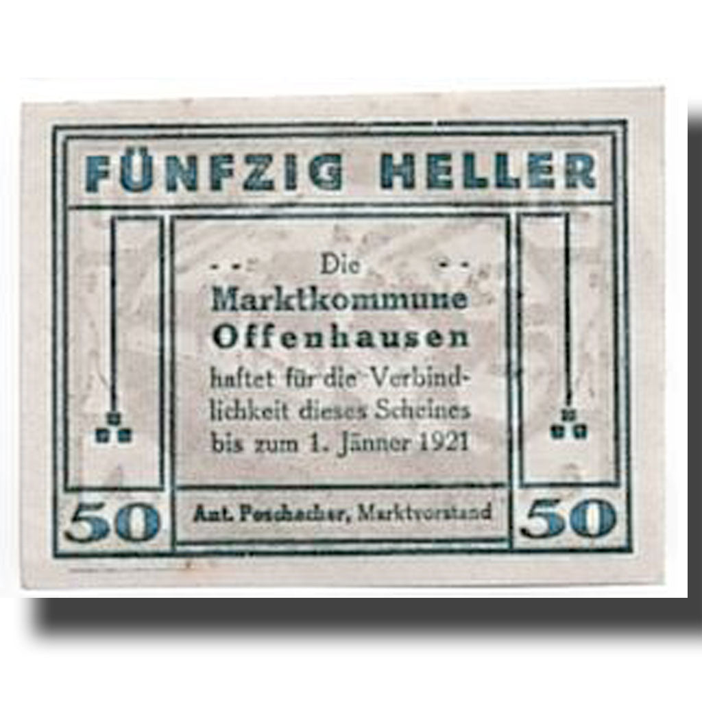 Banknote, Austria, Offenhausen, 50 Heller, Agriculture et Industrie, 1921