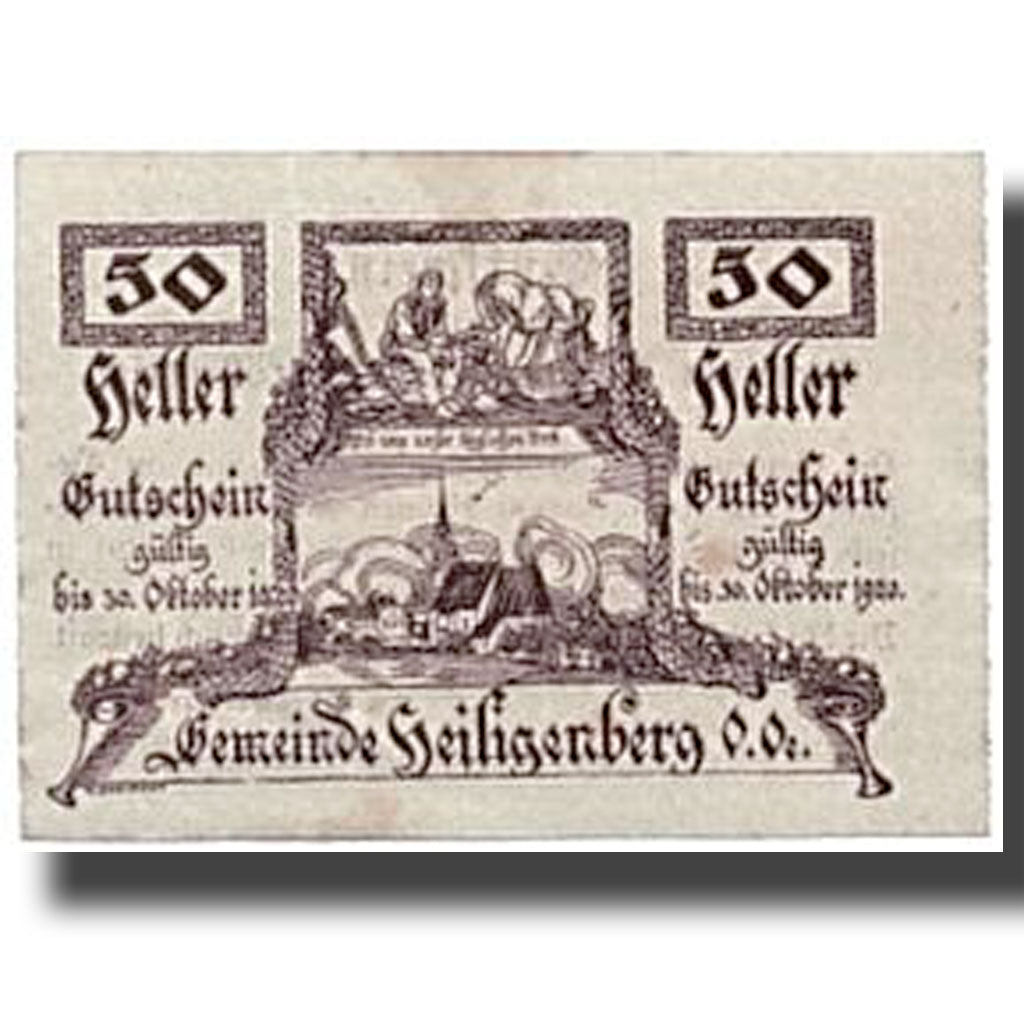 Geldschein, Österreich, HELIGENBERG, 50 Heller, paysage, UNZ-, Mehl:361IIa
