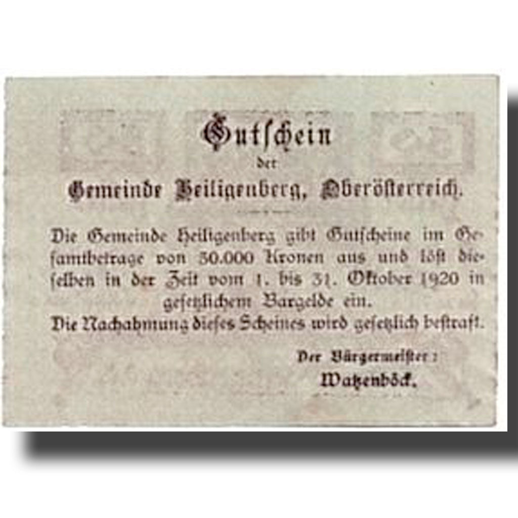 Geldschein, Österreich, HELIGENBERG, 50 Heller, paysage, UNZ-, Mehl:361IIa