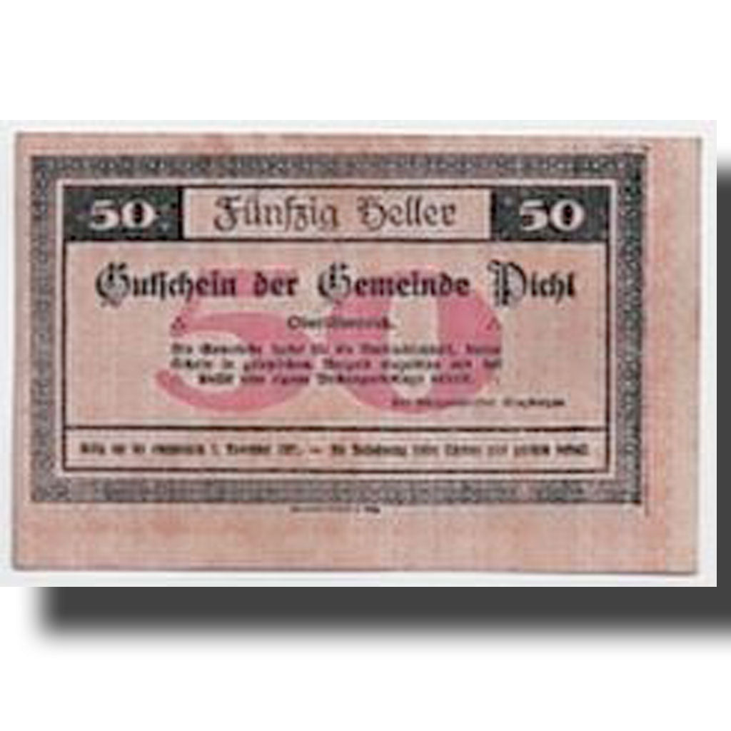 Banknote, Austria, Pichl, 50 Heller, paysage, UNC(63), Mehl:747