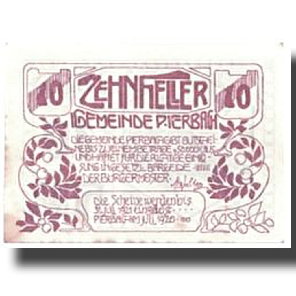 Banconote, Austria, Pierbach, 10 Heller, paysage 1, SPL, Mehl:FS 749