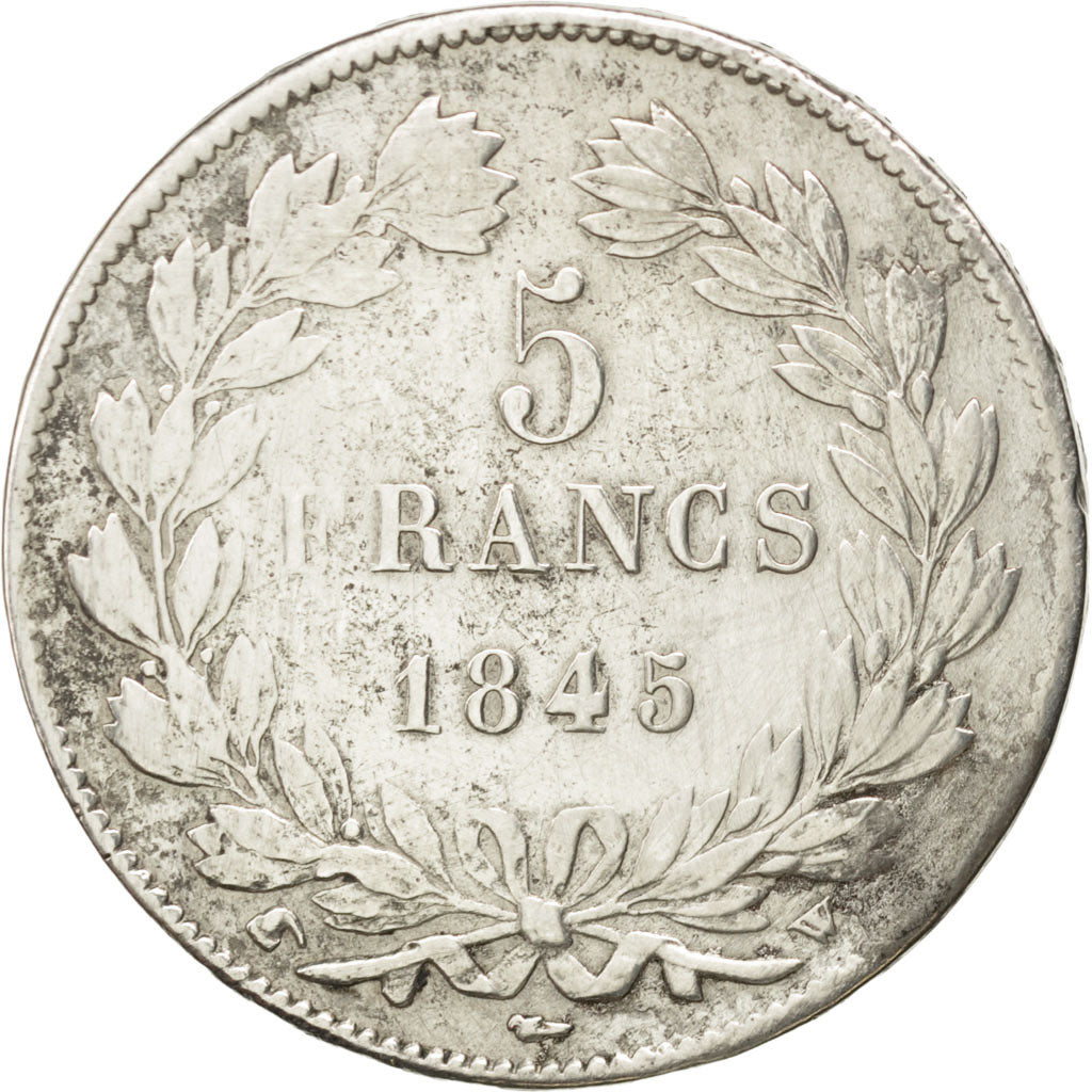 Louis-Philippe I, 5 Francs tête laurée, 1845 W, Lille, Gadoury 678a