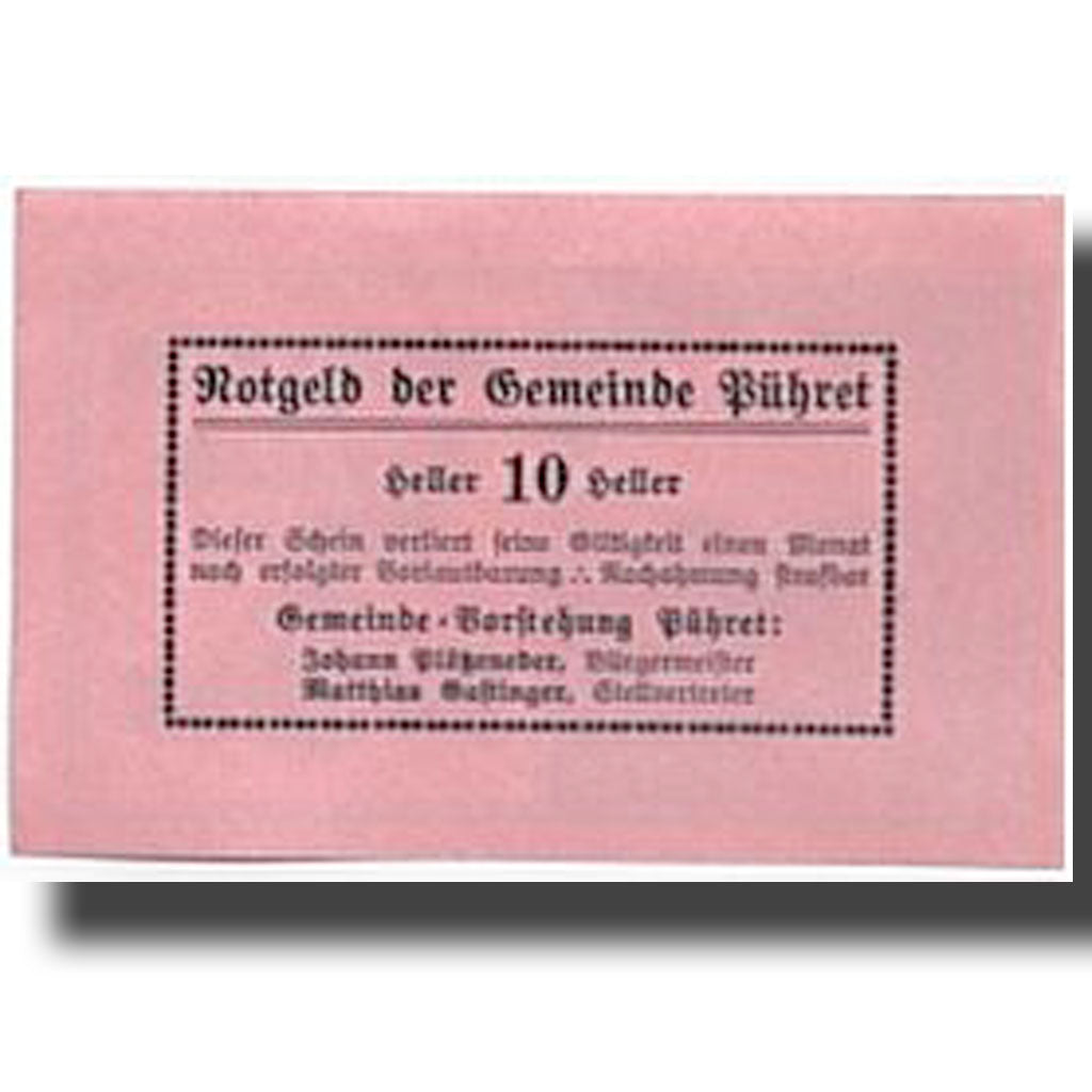 Banknote, Austria, Pühret, 10 Heller, Agriculture et Industrie, UNC(63)