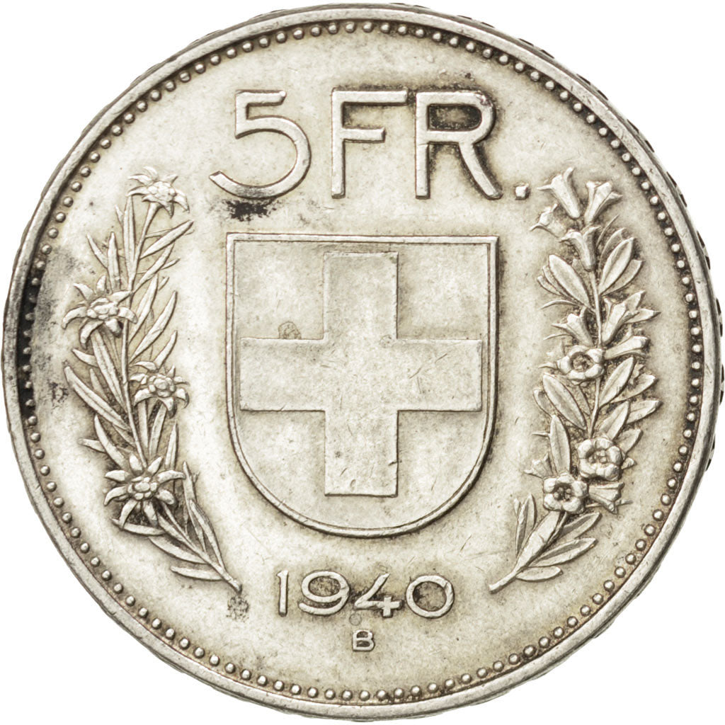 Suisse, Confédération helvétique, 5 Francs, 1940 B, Berne, KM 40