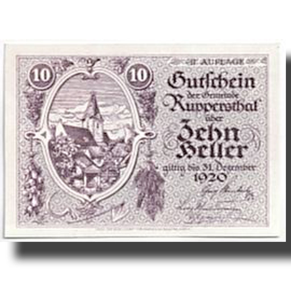 Geldschein, Österreich, Ruppersthal, 10 Heller, paysage, UNZ-, Mehl:FS 854c