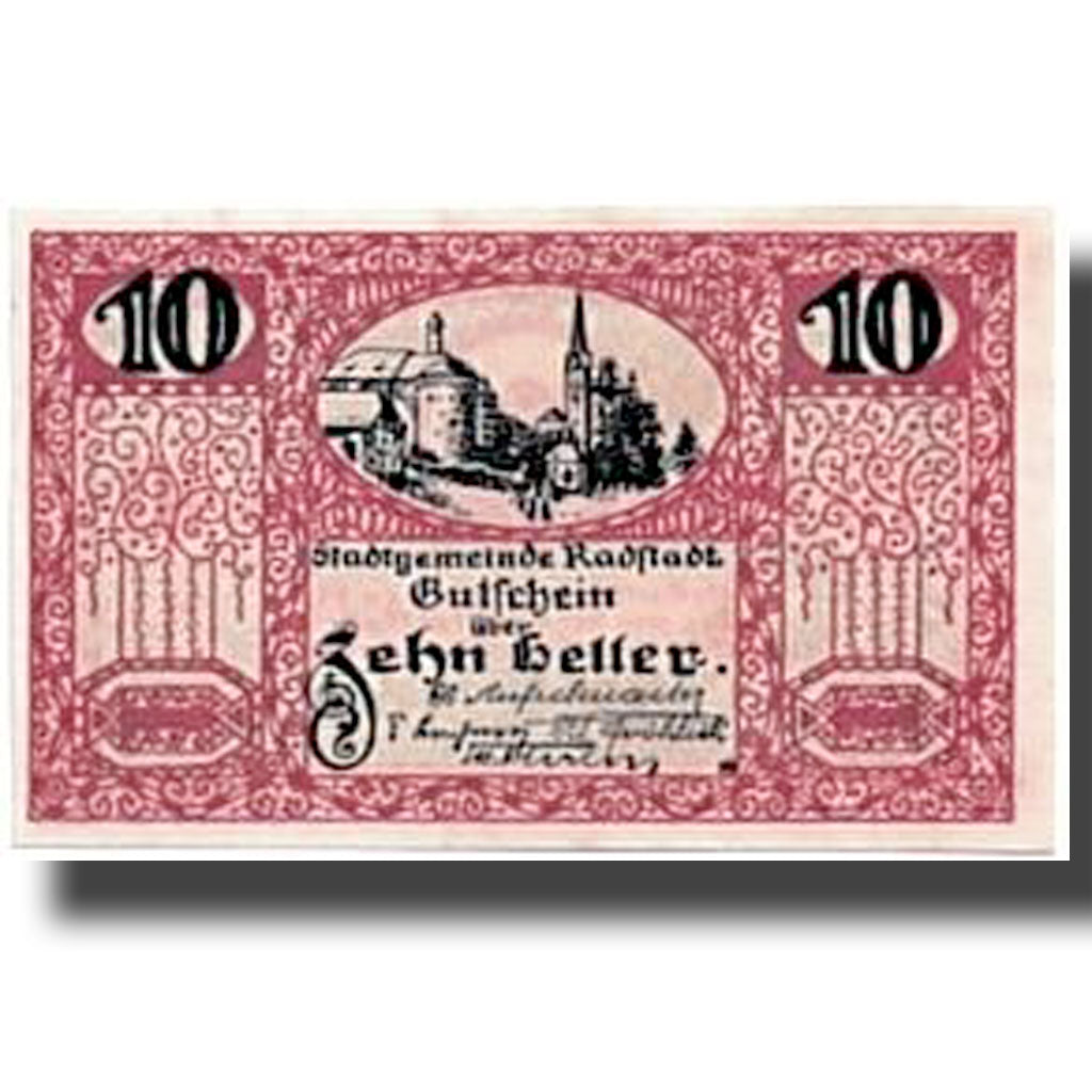 Banknote, Austria, Radstadt, 10 Heller, château, 1920, 1920-04-01, UNC(63)