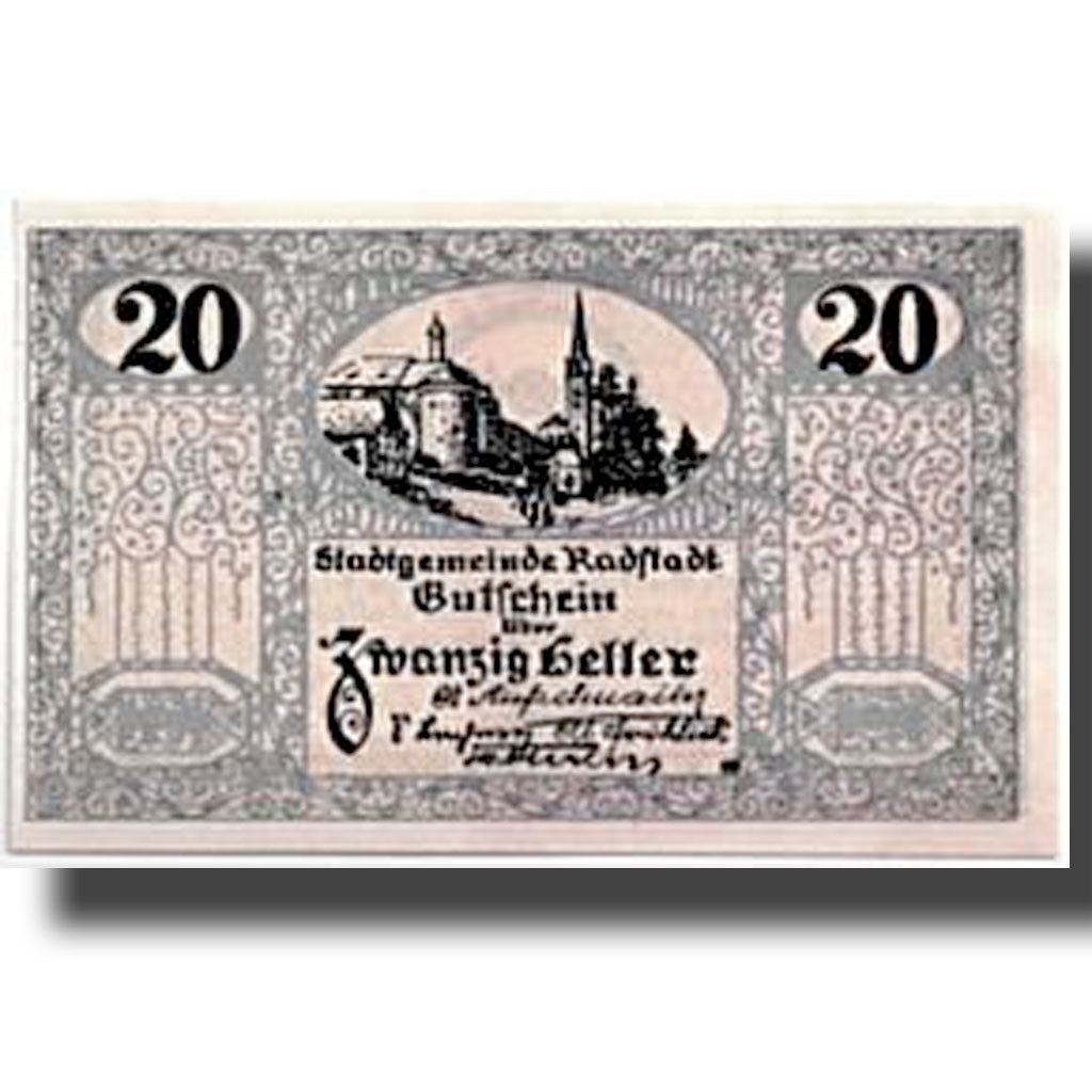 Banknote, Austria, Radstadt, 20 Heller, château, 1920, 1920-04-01, UNC(63)
