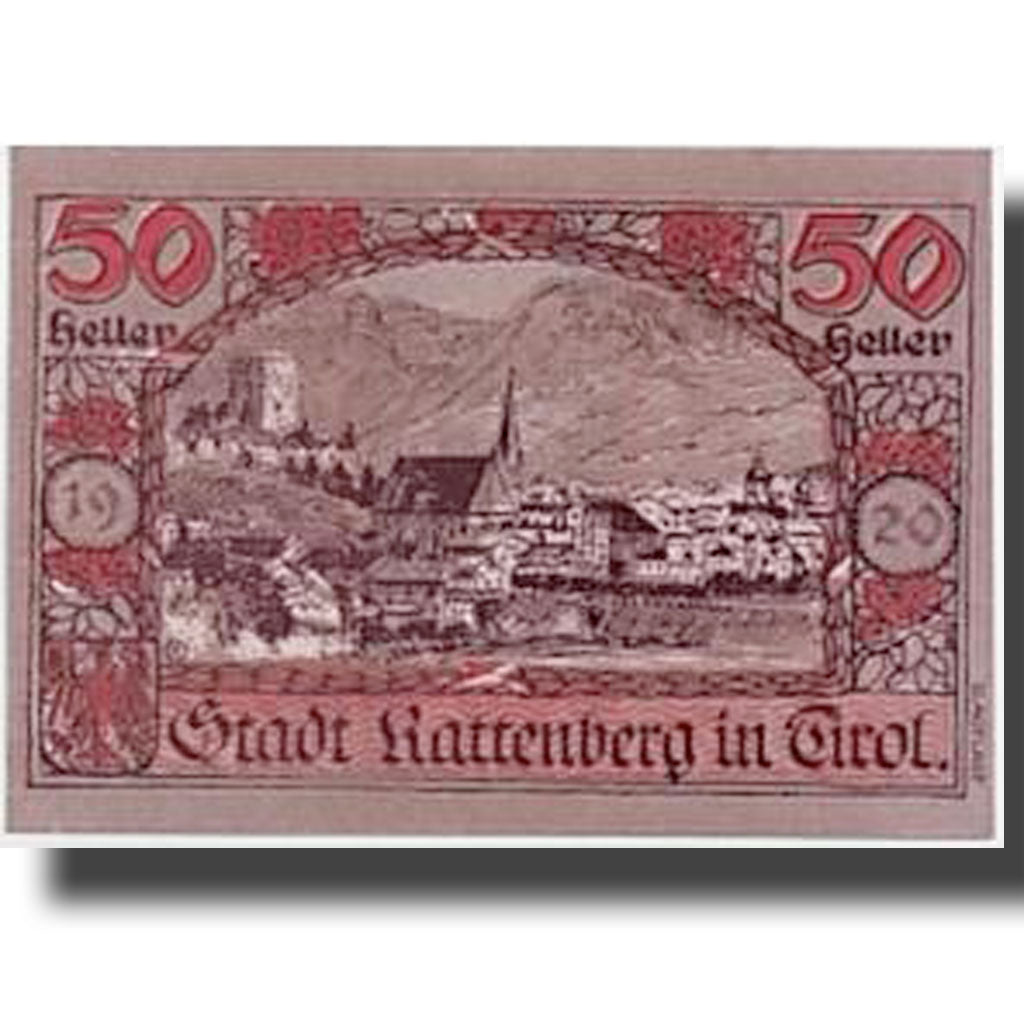 Banknote, Austria, Rattenberg Tirol Stadt, 50 Heller, paysage, UNC(63)