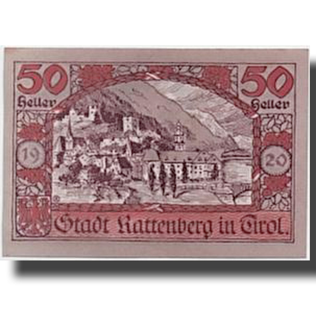 Banknote, Austria, Rattenberg Tirol Stadt, 50 Heller, paysage 1, UNC(63)