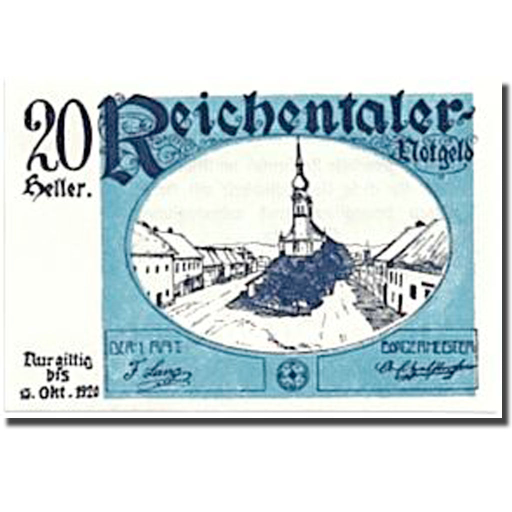 Banknote, Austria, Reichental, 20 Heller, paysage, UNC(63), Mehl:827 1a