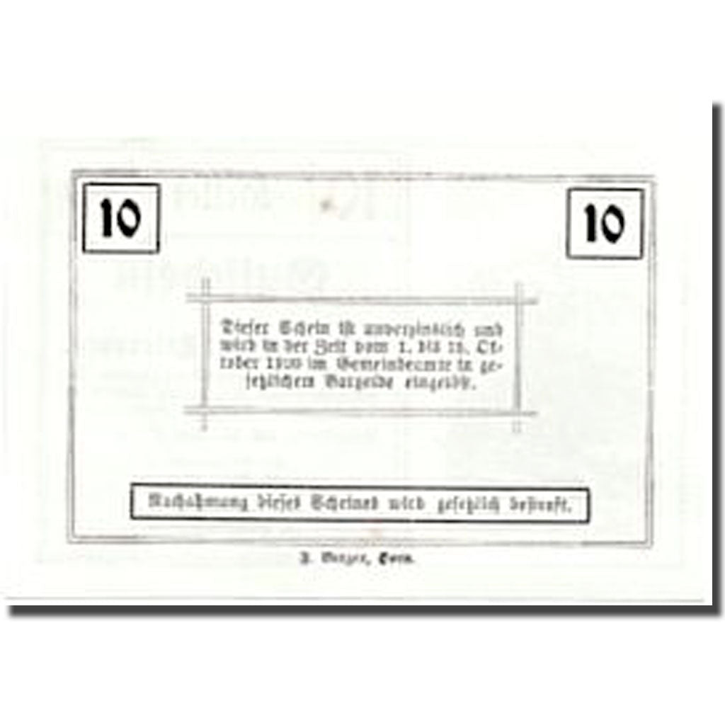 Banknote, Austria, Rosenburg, 10 Heller, paysage, 1920, 1920-05-24, UNC(63)