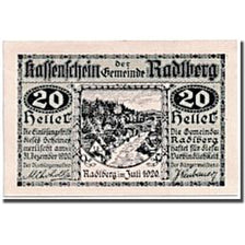 Banknote, Austria, Radlberg, 20 Heller, paysage, 1920, UNC(63), Mehl:810