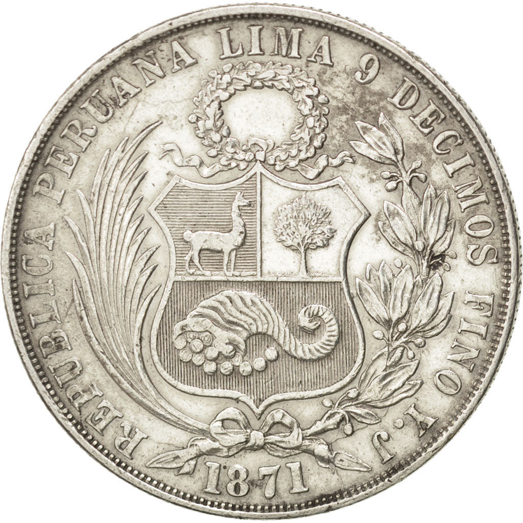Perù, SOUTH PERU, Sol, 1871, Lima, BB, Argento, KM:196.3