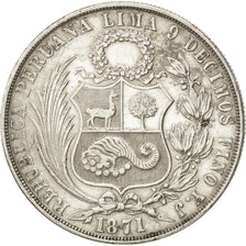 Perù, SOUTH PERU, Sol, 1871, Lima, BB, Argento, KM:196.3