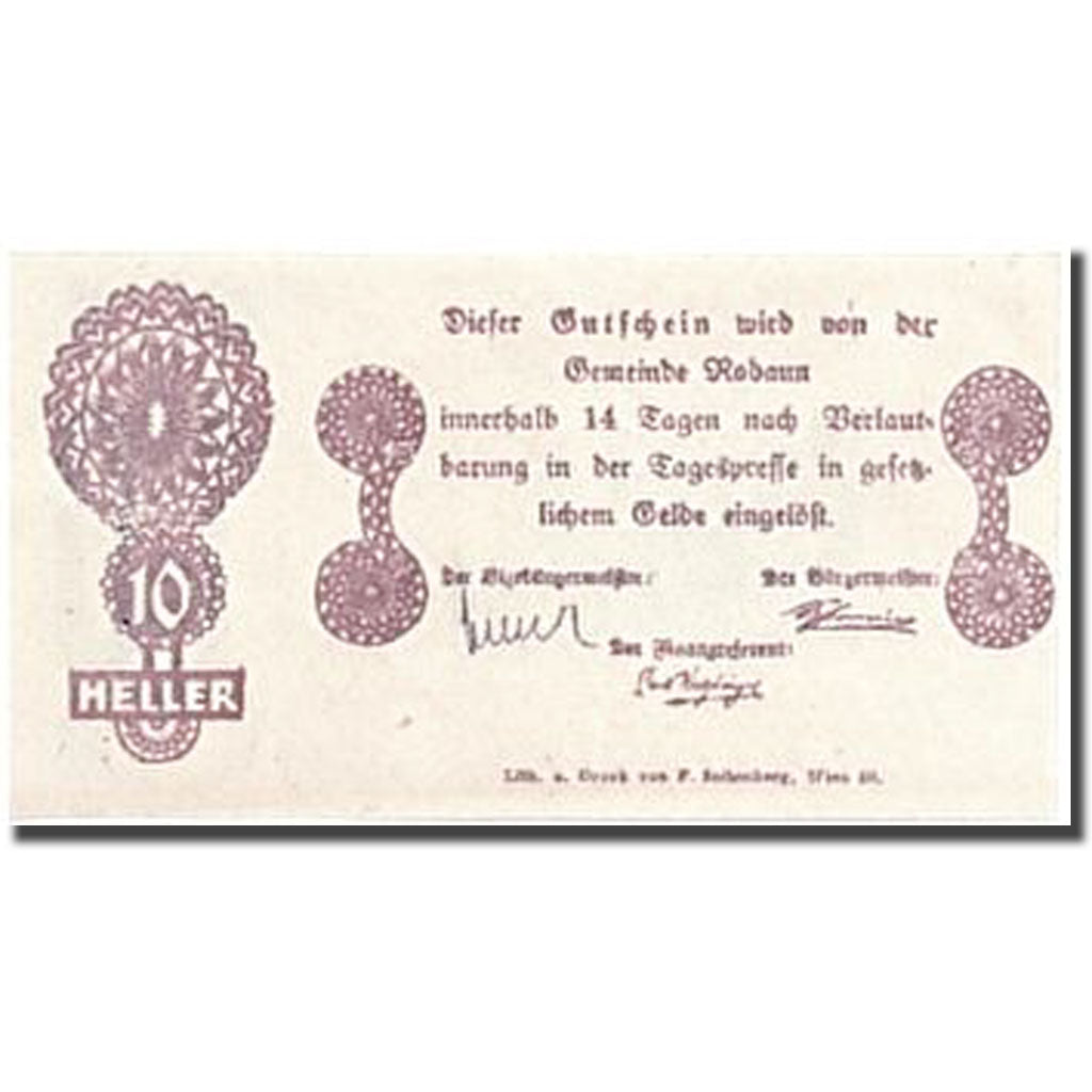Banknote, Austria, Rodaun, 10 Heller, paysage, UNC(63), Mehl:840 IIa