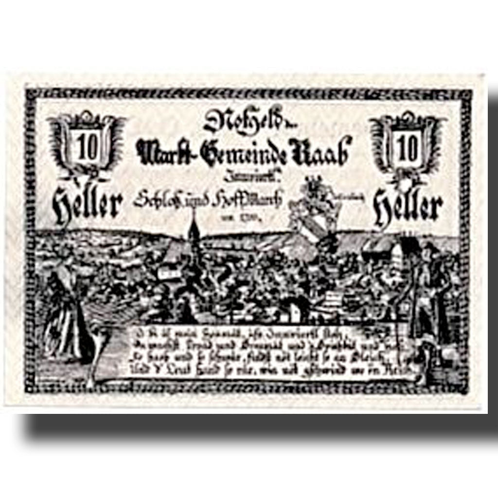 Banknote, Austria, Raab, 10 Heller, paysage, 1920, 1920-02-20, UNC(63), Mehl:805