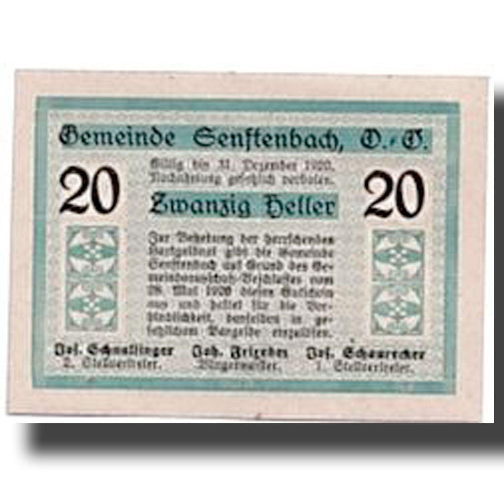 Geldschein, Österreich, Senftenbach, 20 Heller, graphique, 1920, 1920-05-28