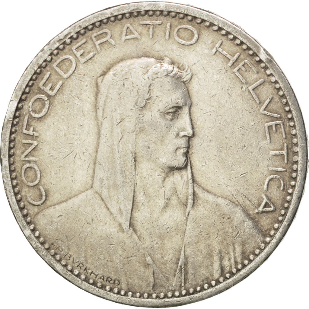 Svizzera, 5 Francs, 1923, Bern, BB, Argento, KM:37