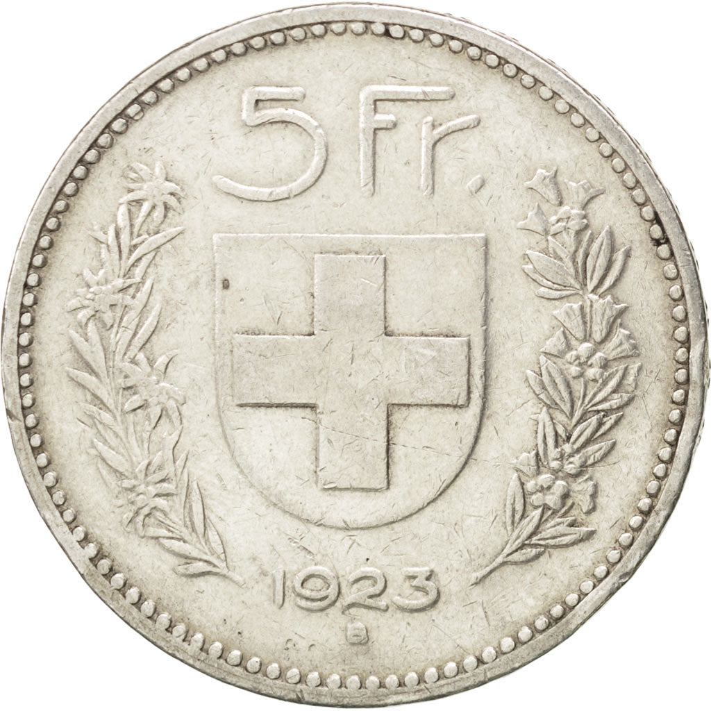 Svizzera, 5 Francs, 1923, Bern, BB, Argento, KM:37