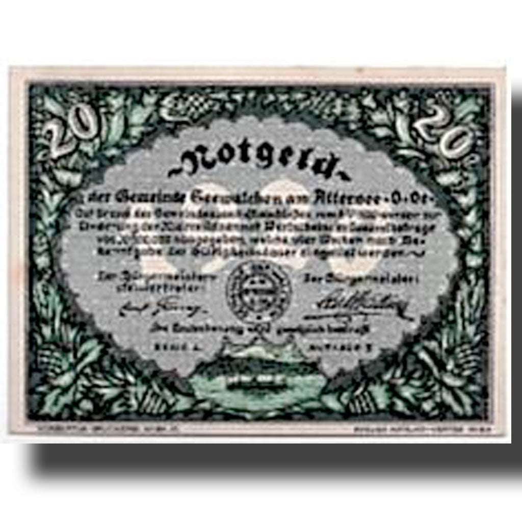 Banknote, Austria, Seewalchen am Attersee, 20 Heller, paysage, 1920, 1920-05-08