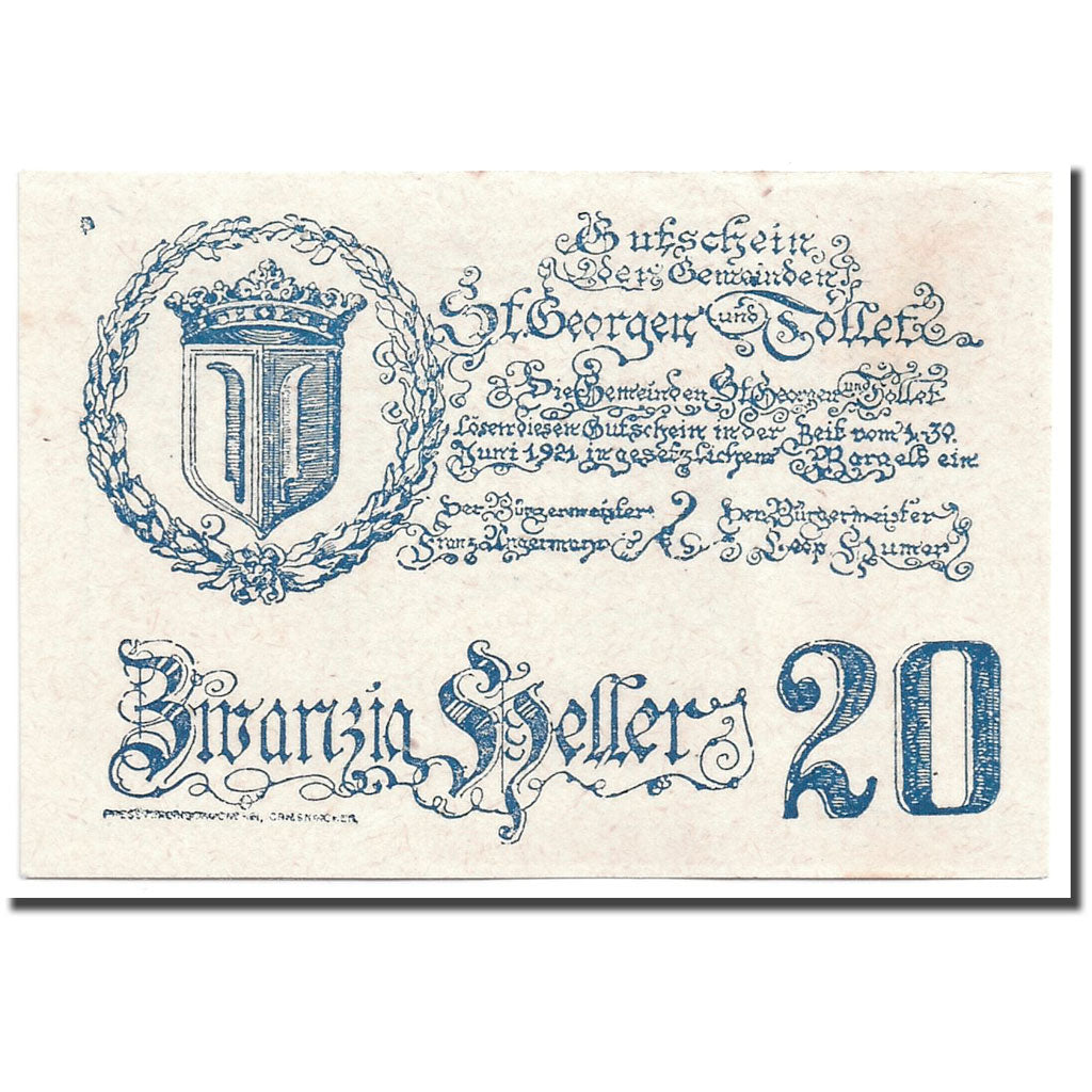 Banknote, Austria, St Georgen, 20 Heller, château, UNC(63), Mehl:FS 890