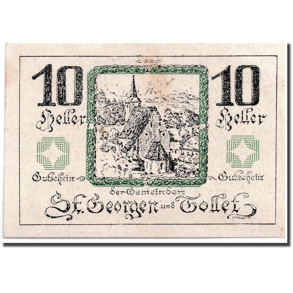 Banknote, Austria, St Georgen, 10 Heller, Eglise, UNC(63), Mehl:FS 890