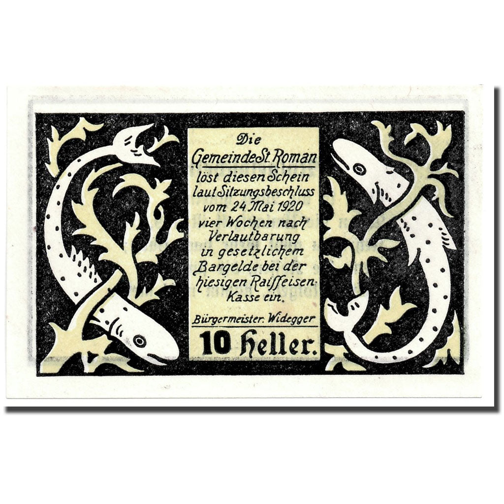 Geldschein, Österreich, St Roman, 10 Heller, Animaux, 1920, 1920-05-24, UNZ-
