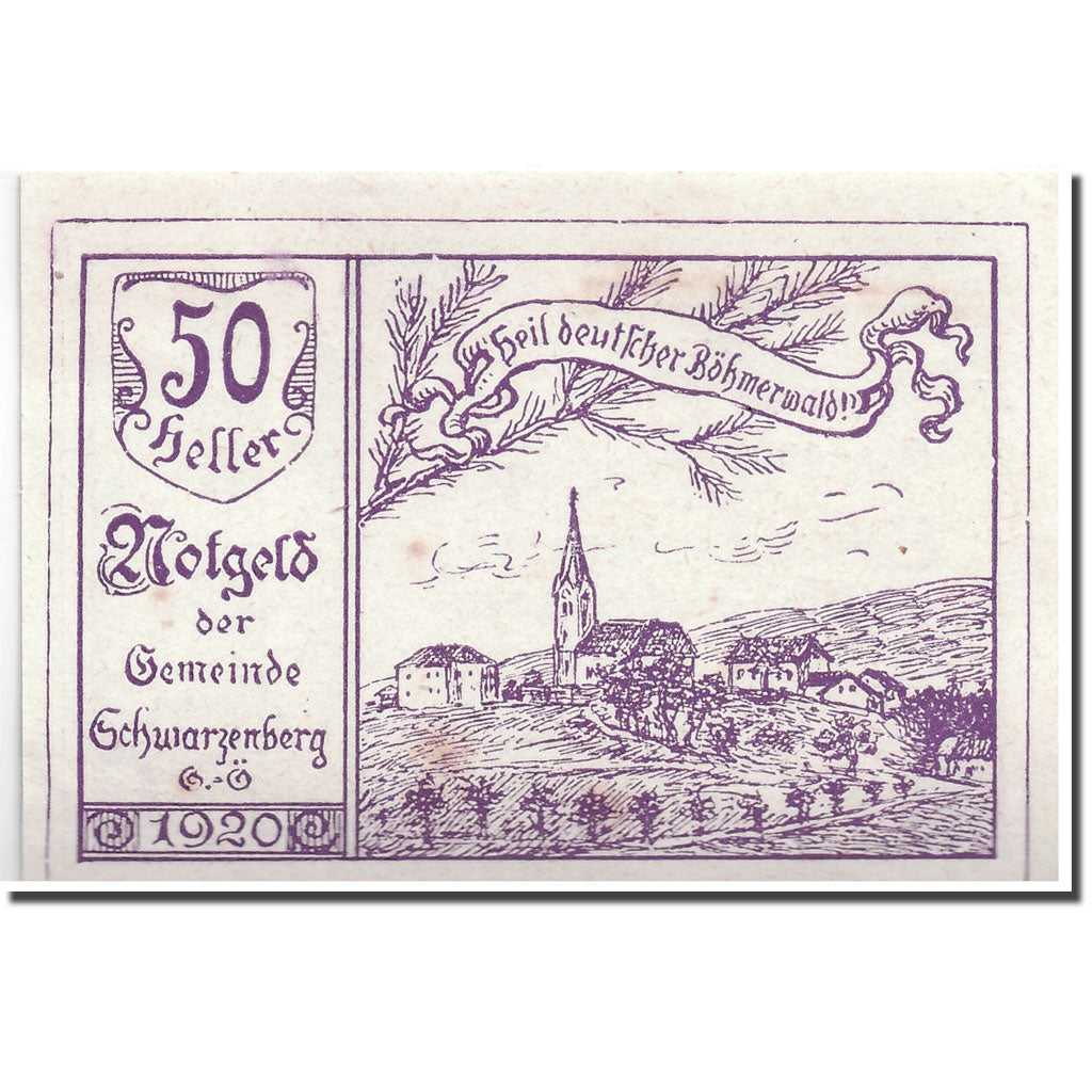 Banconote, Austria, Schwarzenberg, 50 Heller, graphique, 1920, 1920-05-03, SPL