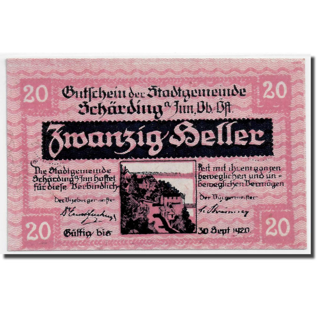 Banknote, Austria, Schärding, 20 Heller, drapeau, 1920, 1920-03-13, UNC(63)