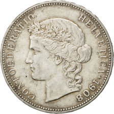 SWITZERLAND, 5 Francs, 1908, Bern, KM #34, EF(40-45), Silver, 37, 25.05