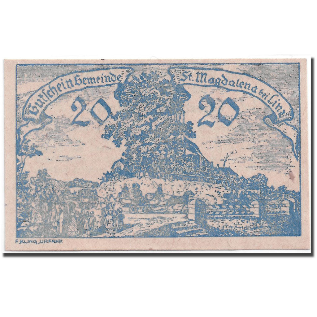 Geldschein, Österreich, St Magdalena, 20 Heller, paysage, UNZ-, Mehl:906
