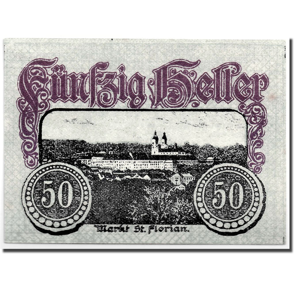 Banknote, Austria, St Florian, 50 Heller, château, 1920, 1920-03-15, UNC(63)