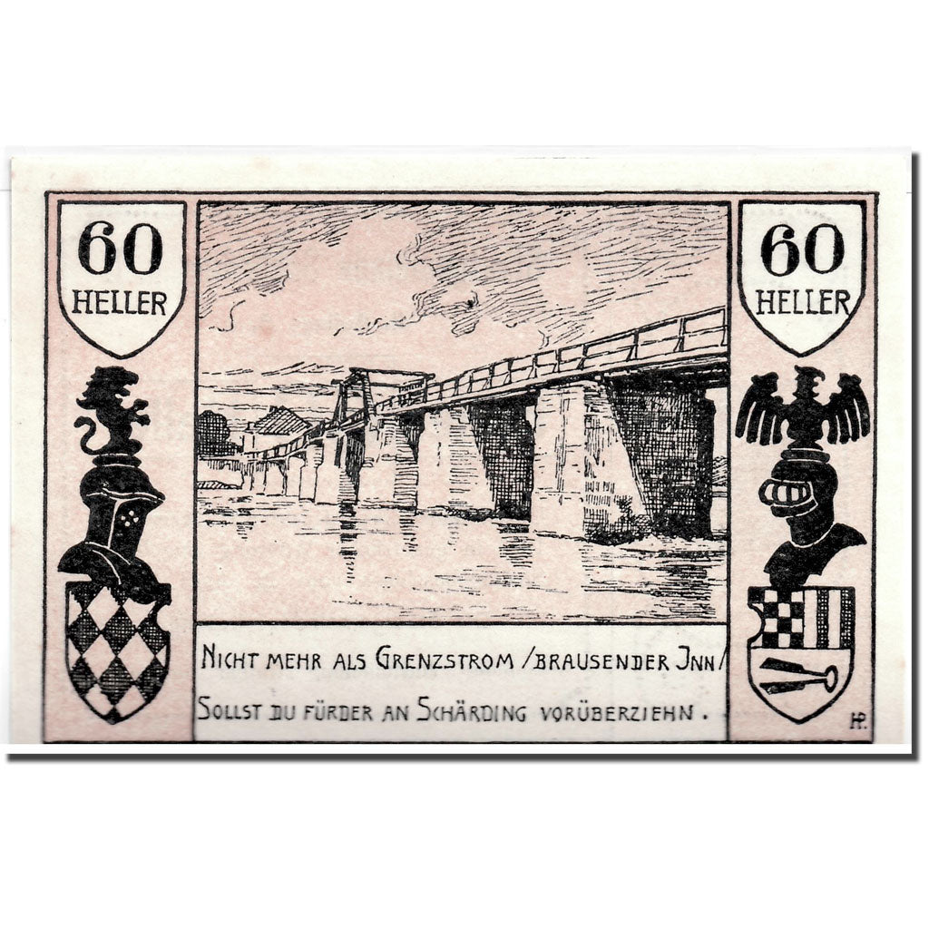 Banknote, Austria, Schärding, 60 Heller, pont, 1920, 1920-04-30, UNC(63)