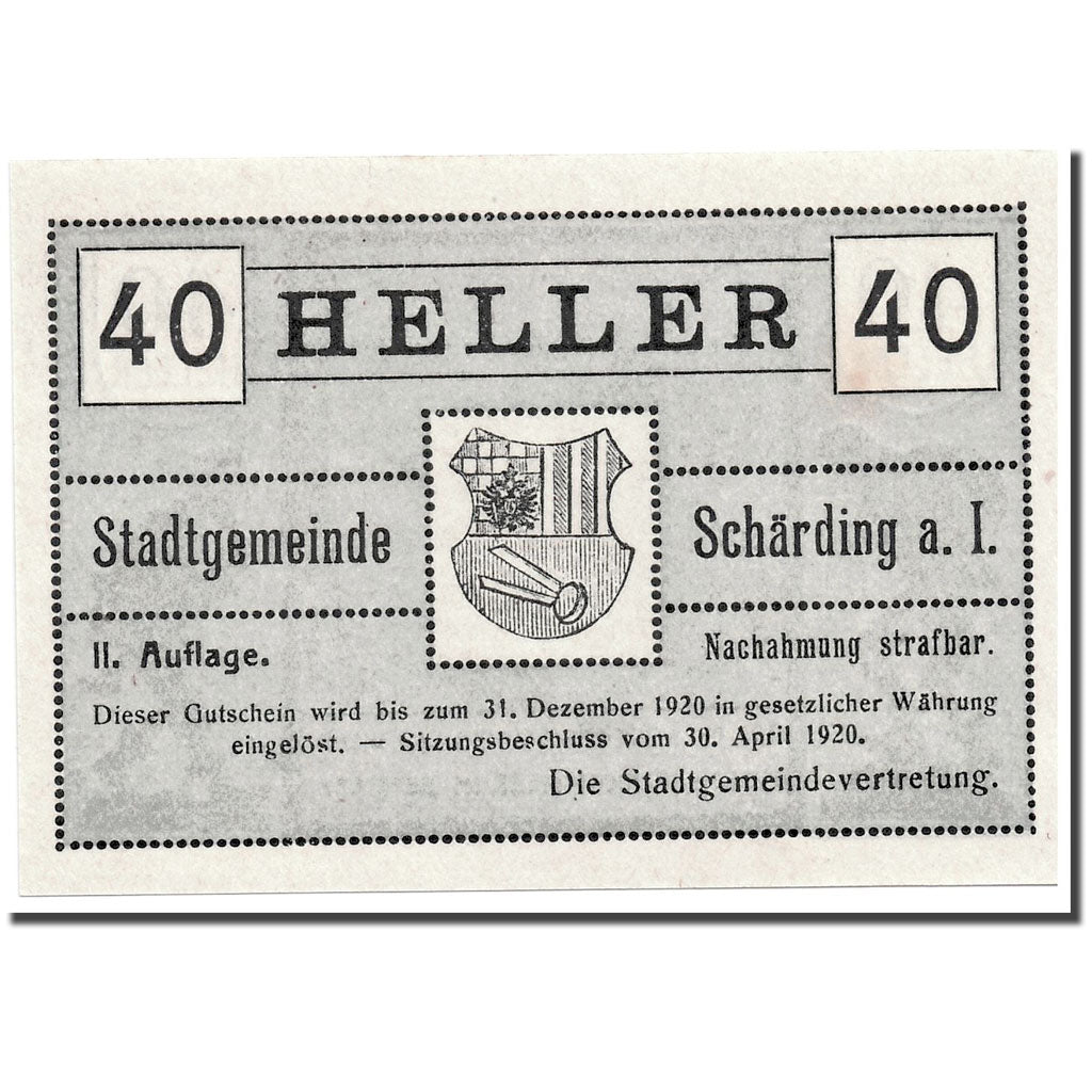 Geldschein, Österreich, Schärding, 40 Heller, ruelle, 1920, 1920-04-30, UNZ-