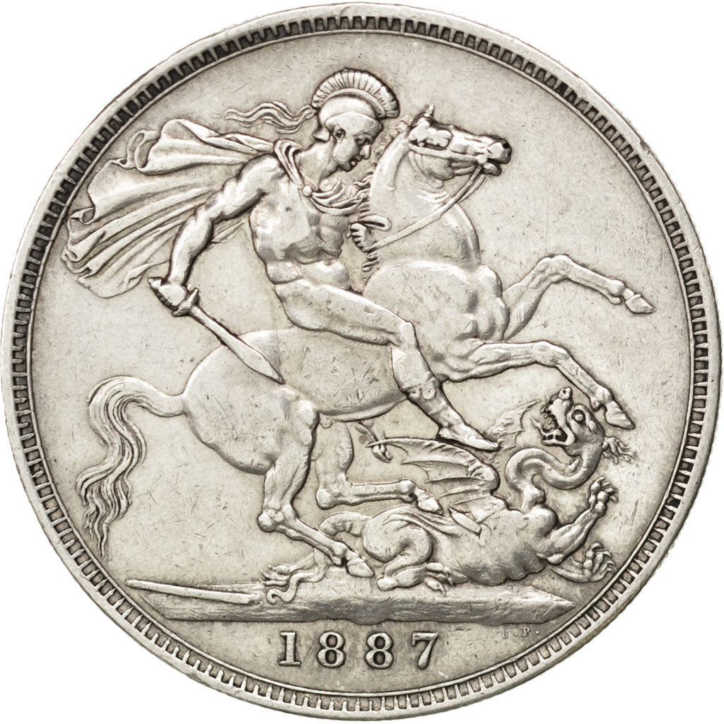 GREAT BRITAIN, Crown, 1887, KM #765, AU(50-53), Silver, 38.61, 28.29