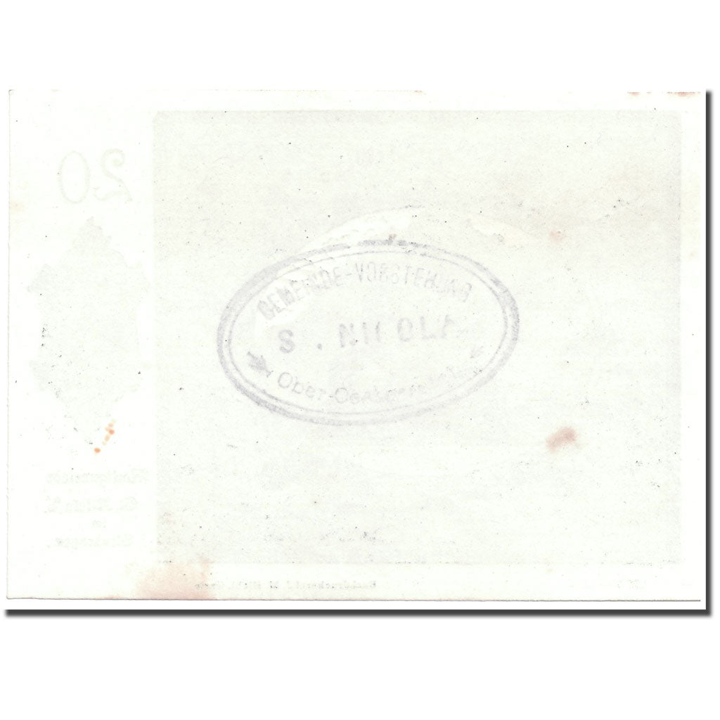 Geldschein, Österreich, St Nikola ad Donau, 20 Heller, paysage, UNZ-, Mehl:914