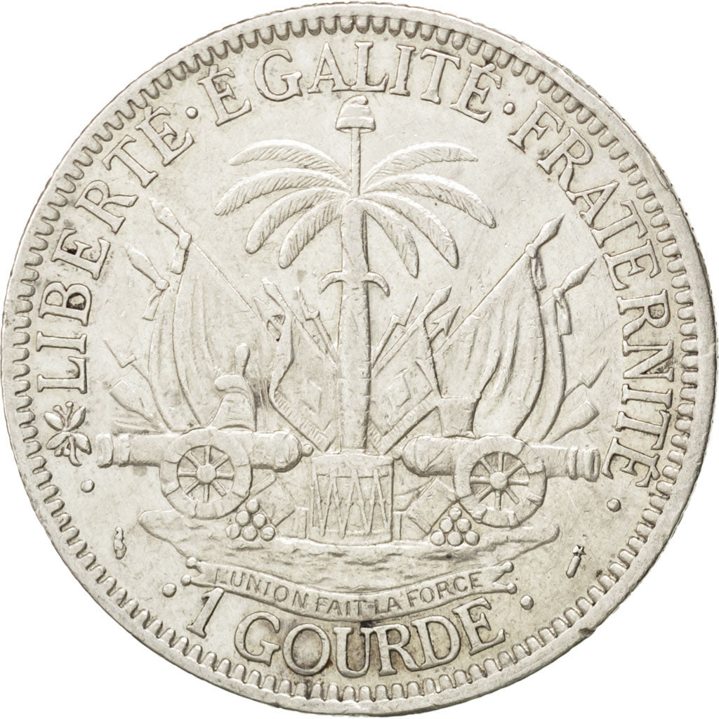 HAITI, Gourde, 1882, KM #46, AU(50-53), Silver, 25.01