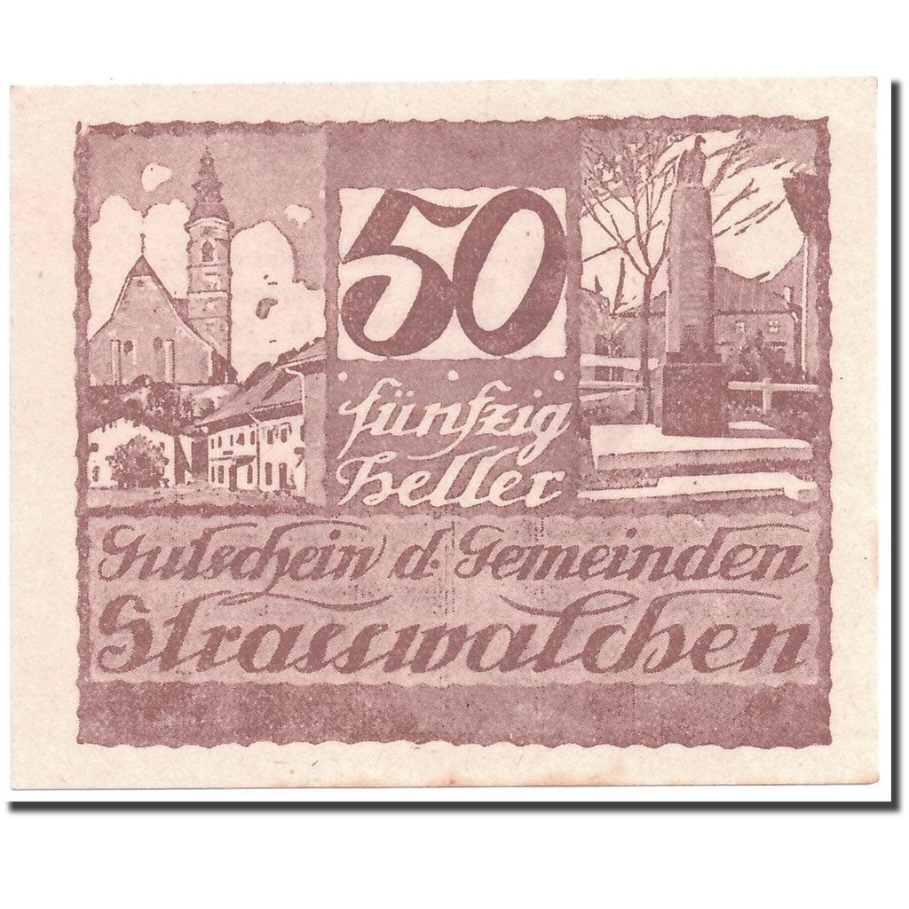 Geldschein, Österreich, Strasswalchen, 50 Heller, paysage, 1920, 1920-04-24
