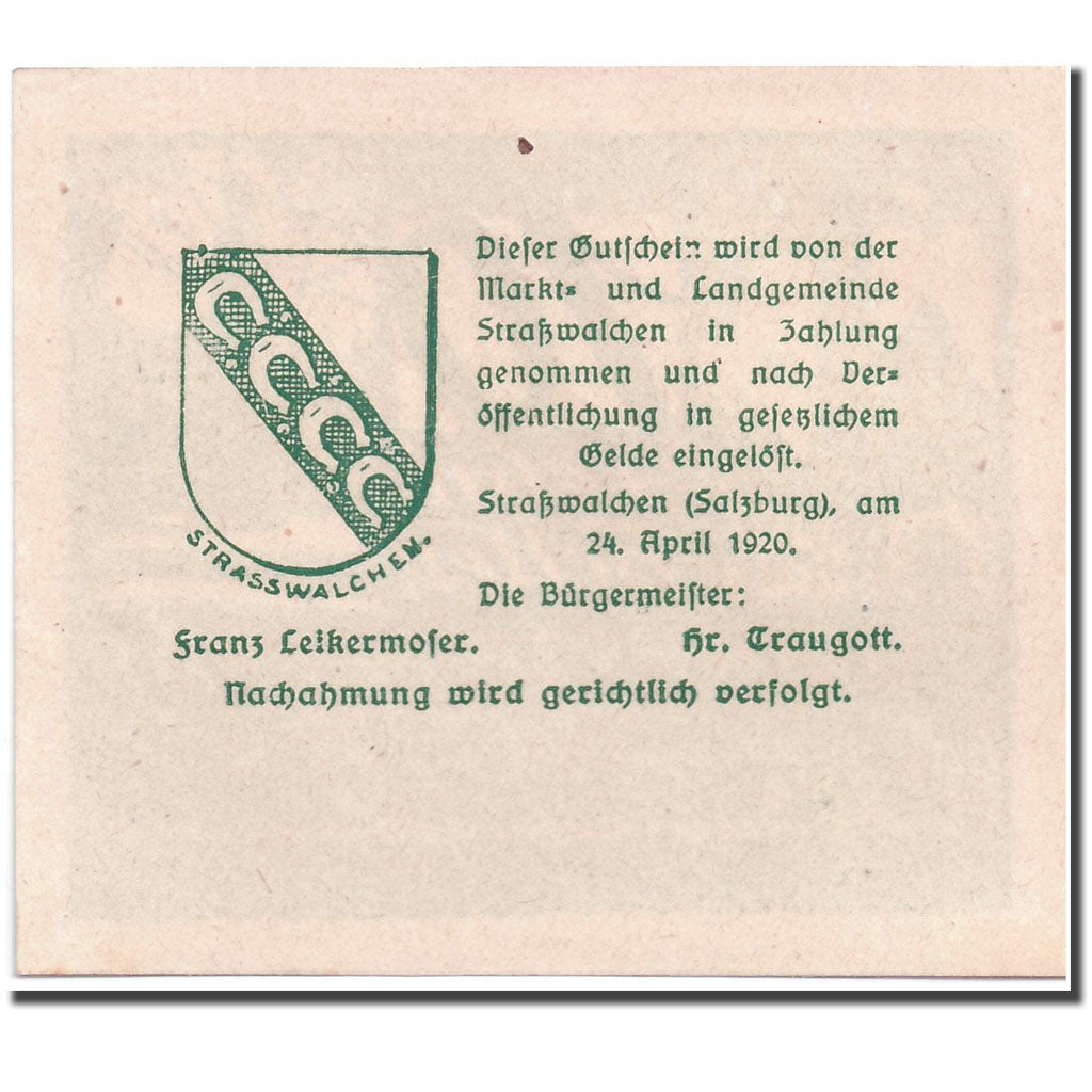 Geldschein, Österreich, Strasswalchen, 10 Heller, paysage, 1920, 1920-04-24