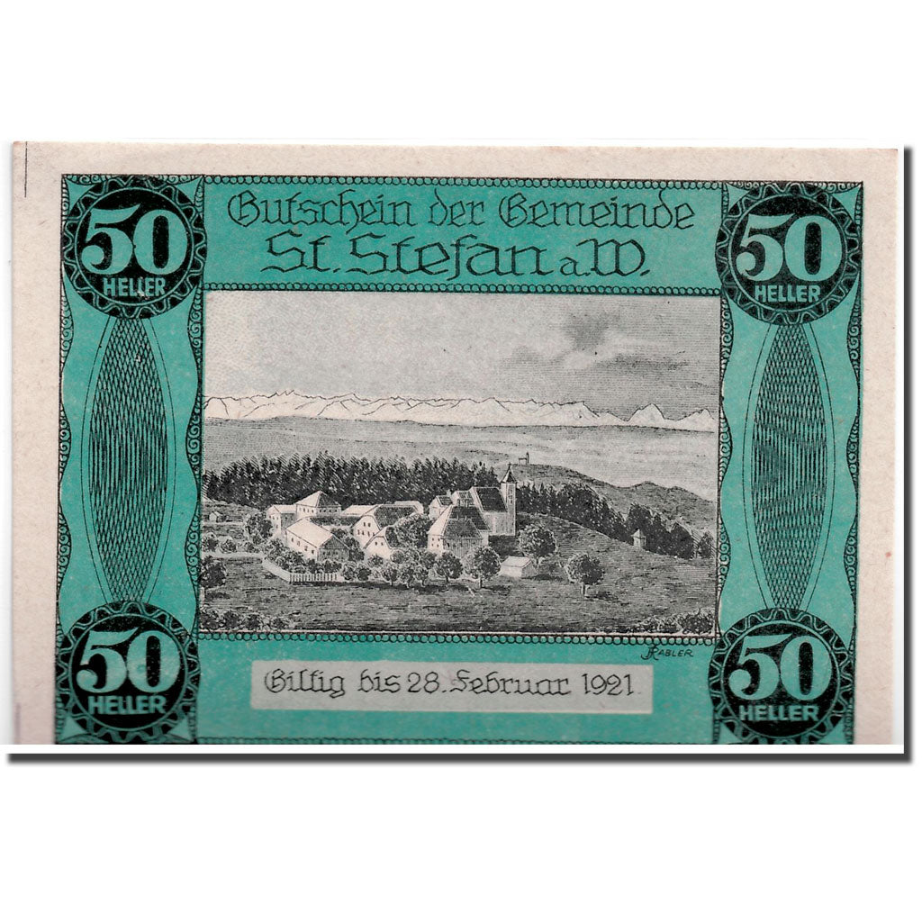 Banknote, Austria, St Stefan, 50 Heller, paysage, 1920, 1920-06-13, UNC(63)