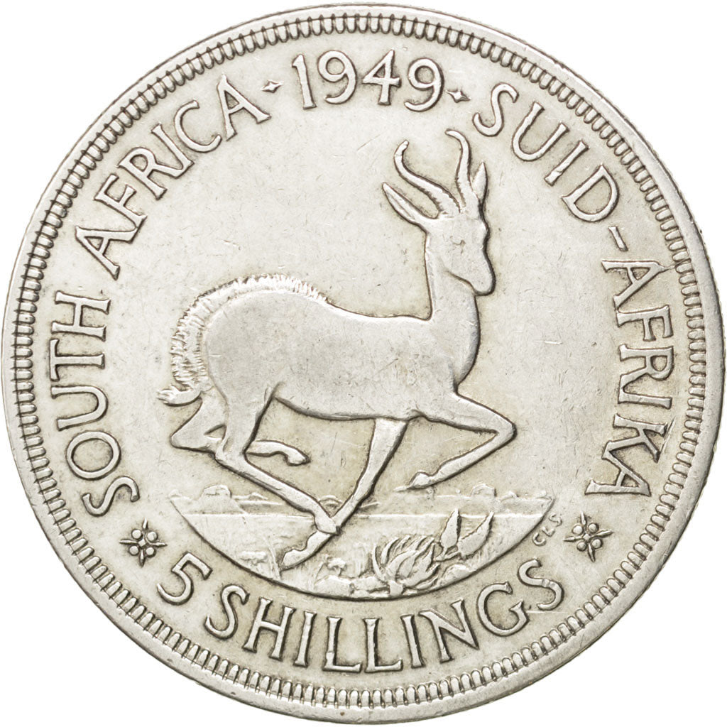 SOUTH AFRICA, 5 Shillings, 1949, KM #40.1, AU(50-53), Silver, 38.8, 28.26