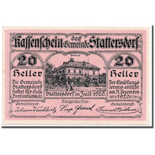 Banknote, Austria, Stattersdorf, 20 Heller, manoir, 1920, UNC(63), Mehl:1011