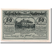 Banknote, Austria, Stattersdorf, 50 Heller, manoir, 1920, UNC(63), Mehl:1011