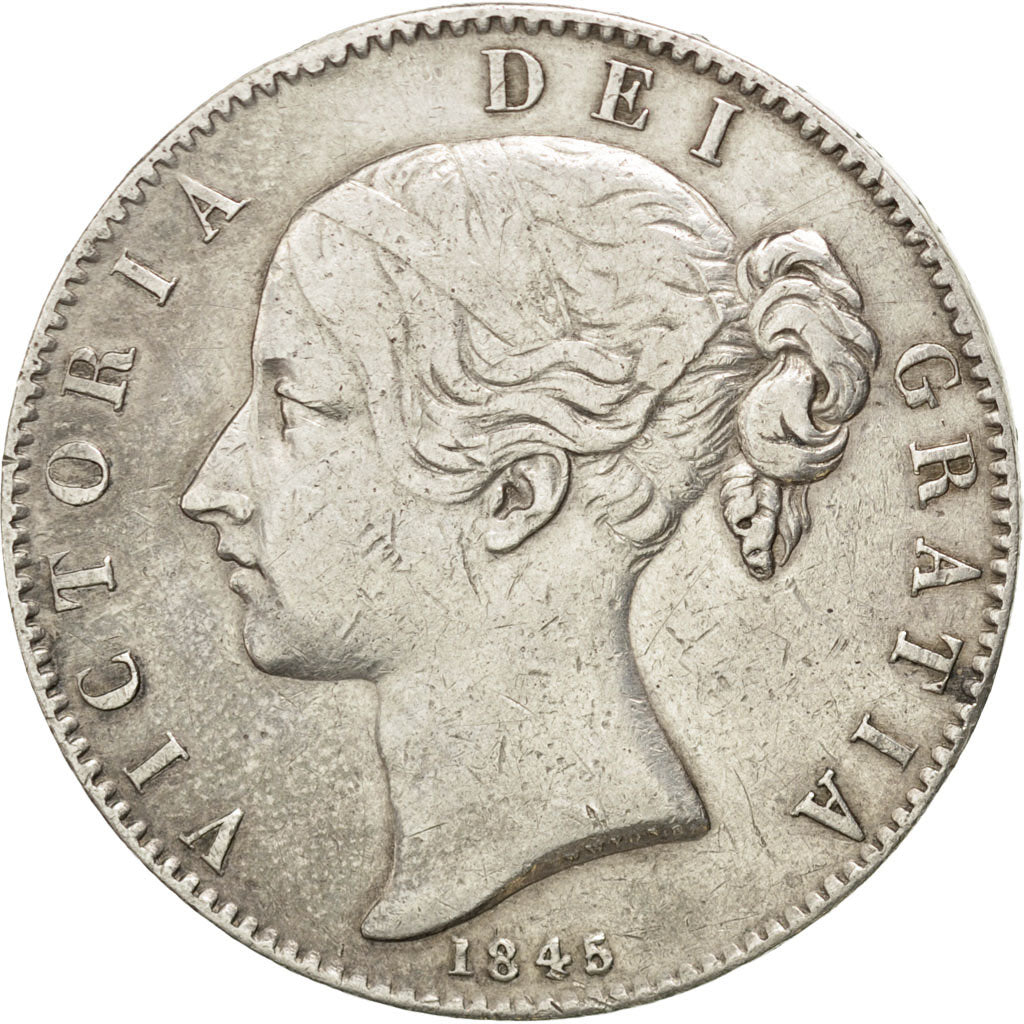 GREAT BRITAIN, Crown, 1845, KM #741, VF(30-35), Silver, 28.14