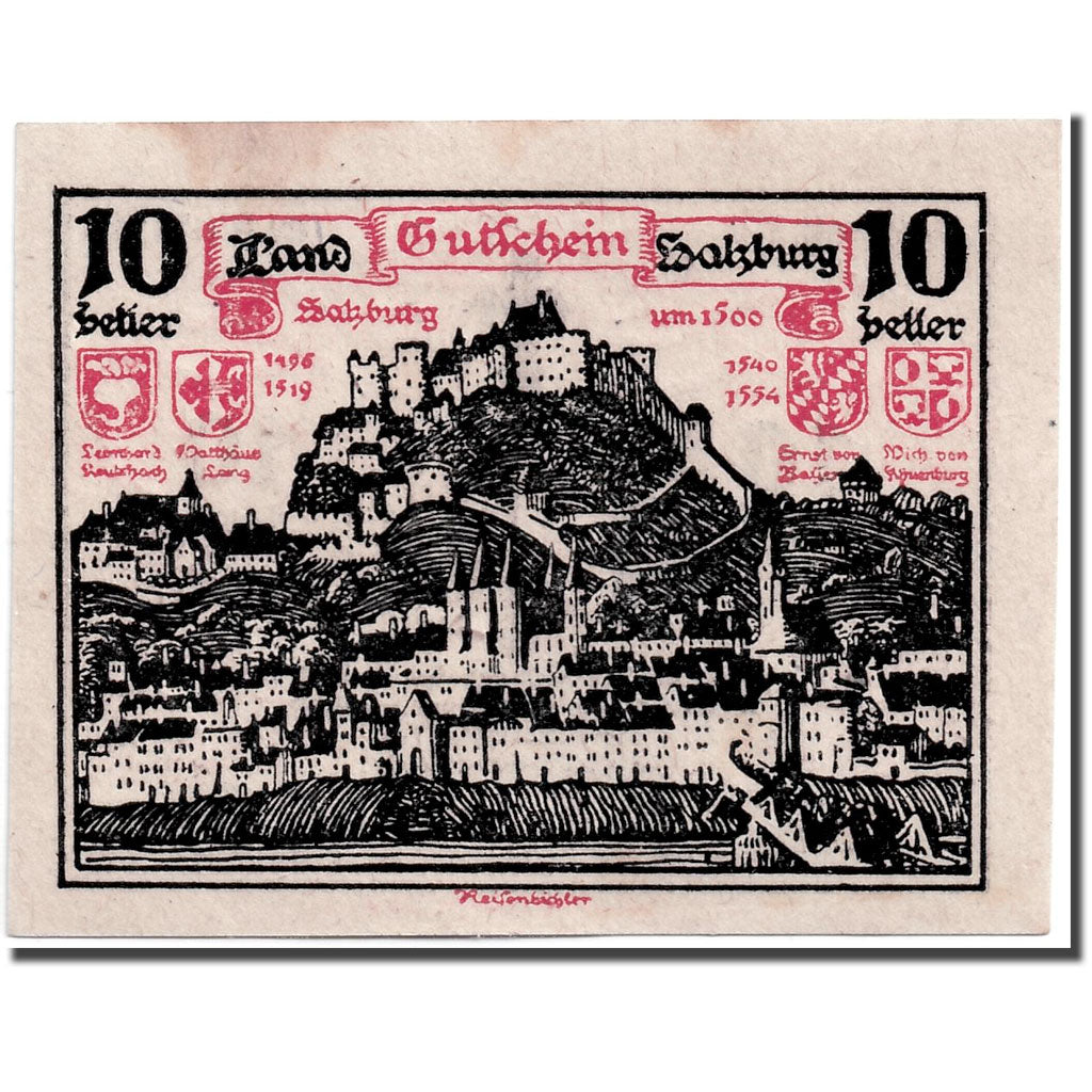 Banconote, Austria, Salzburg, 10 Heller, paysage, 1919, 1919-10-01, SPL