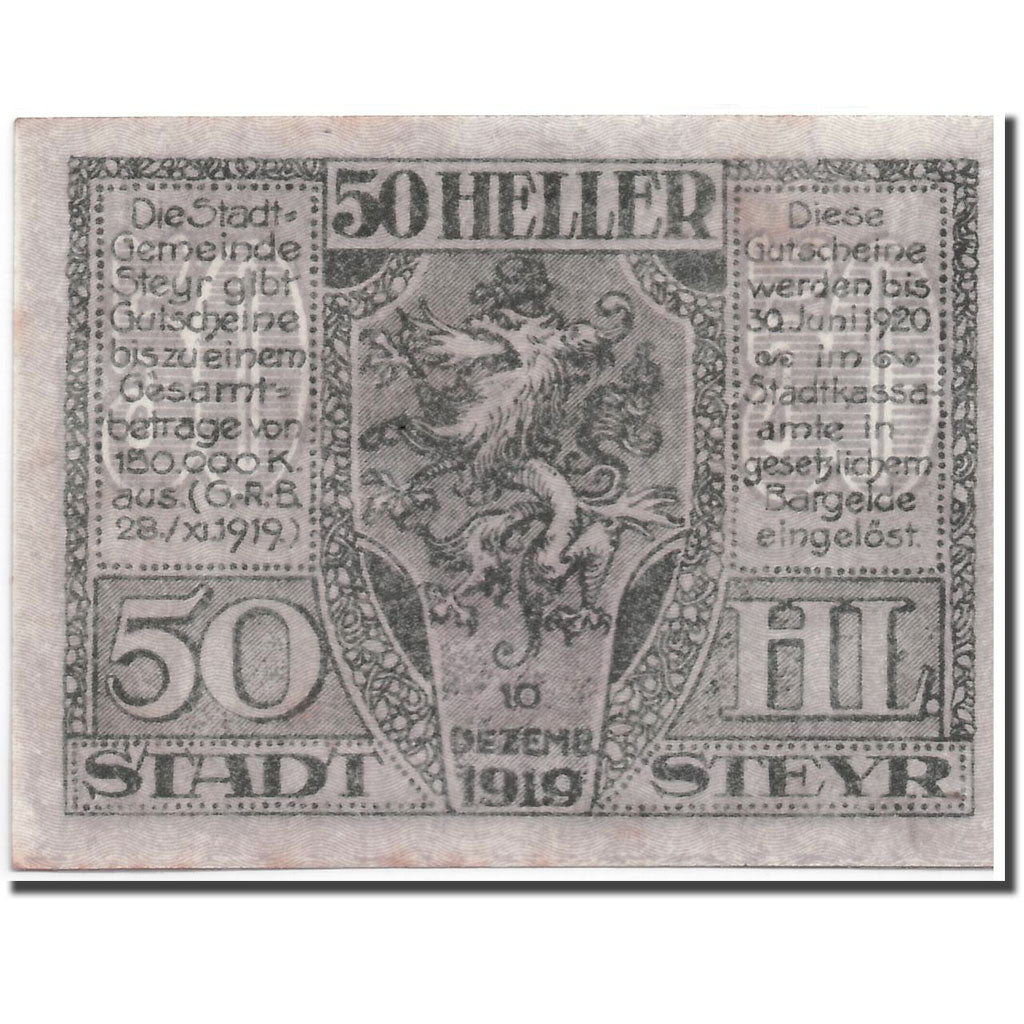 Banknote, Austria, Steyr, 50 Heller, Blason, 1920, 1920-06-30, UNC(63)