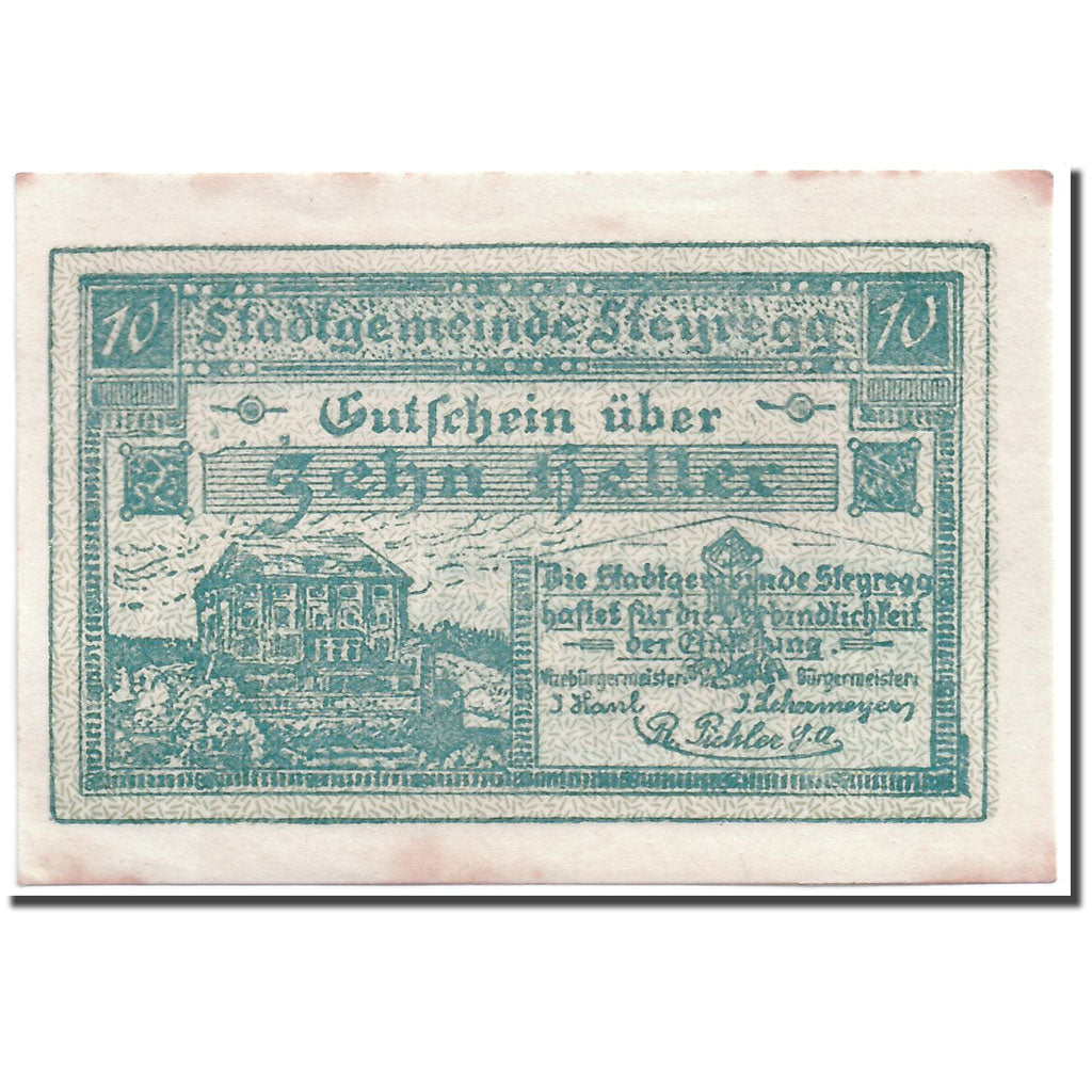 Banknote, Austria, Steyregg, 10 Heller, Maison, 1920, 1920-04-06, UNC(63)