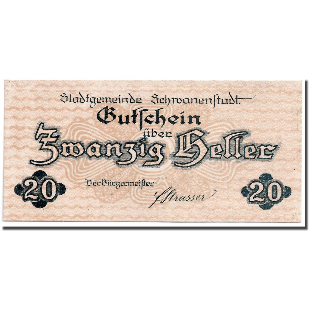 Banconote, Austria, Schwanenstadt, 20 Heller, paysage 1, 1920, SPL, Mehl:977 I